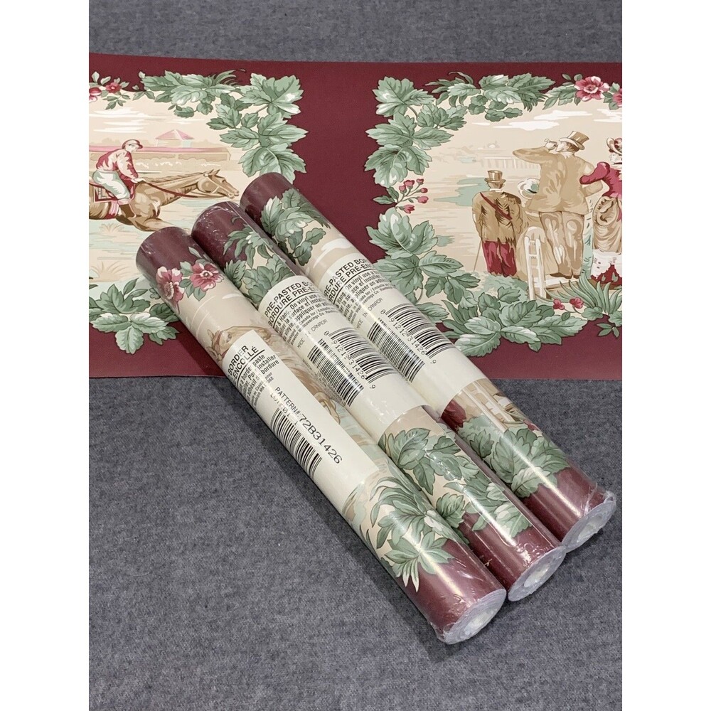 Equestrian English Horse Riding Club Vinyl Wallpaper Border 3 Rolls